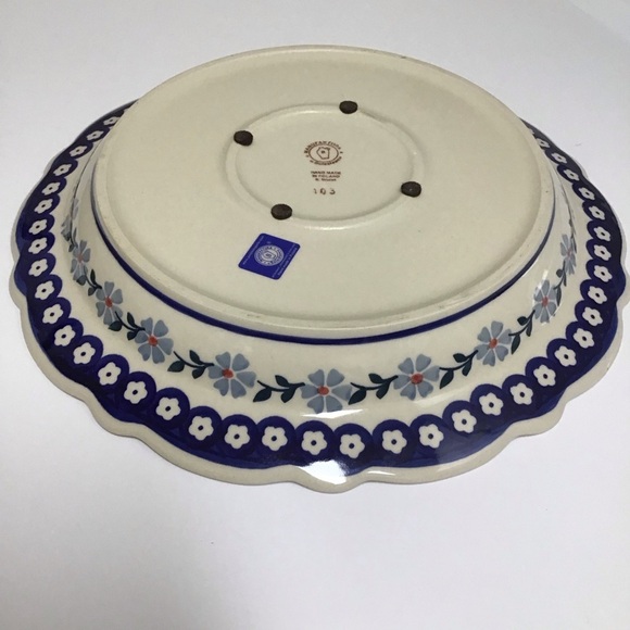 Polish Pottery Daisy Cobalt Blue Bake Serve Dish 13.25” SIGNED Wolak Boleslawiec - Picture 13 of 16